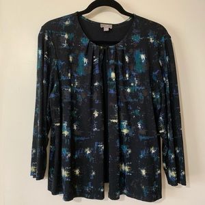 J.Jill paint splattered black/blue top